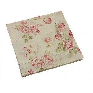 Set of 4 Pastoral Hemstitch Floral Napkin