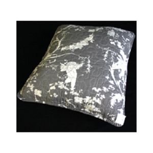 Dark Grey Toile de jouy Quilted Cushion