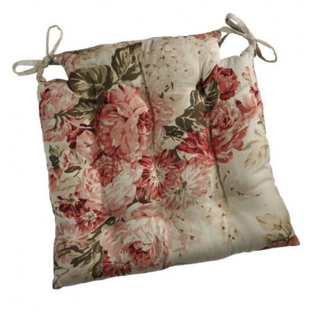 Bagatelle Square floral reversible seat pad with ties