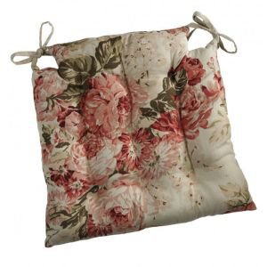 Bagatelle Square floral reversible seat pad with ties