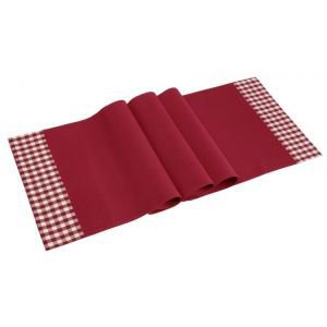 French Country Red Runner with Gingham Trim