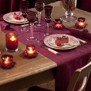 Burgundy Damask Table Runner