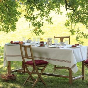 Metis stripe cream rectangular tablecloth