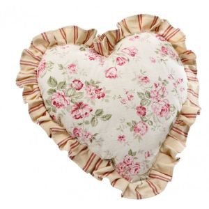 Frilled floral heart shape cushion