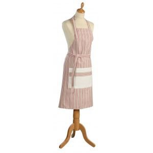 Metis Red, beige and cream stripe apron