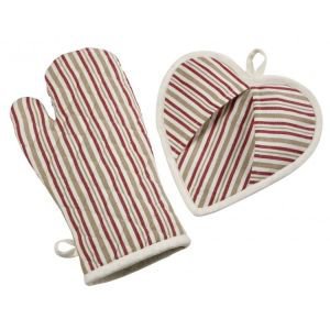 Metis Striped Oven Glove and Heart Pot Grab