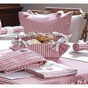 Metis Striped material bread basket with ties