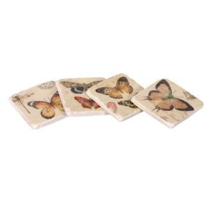 Set of 4 Tile Coasters - Butterflies