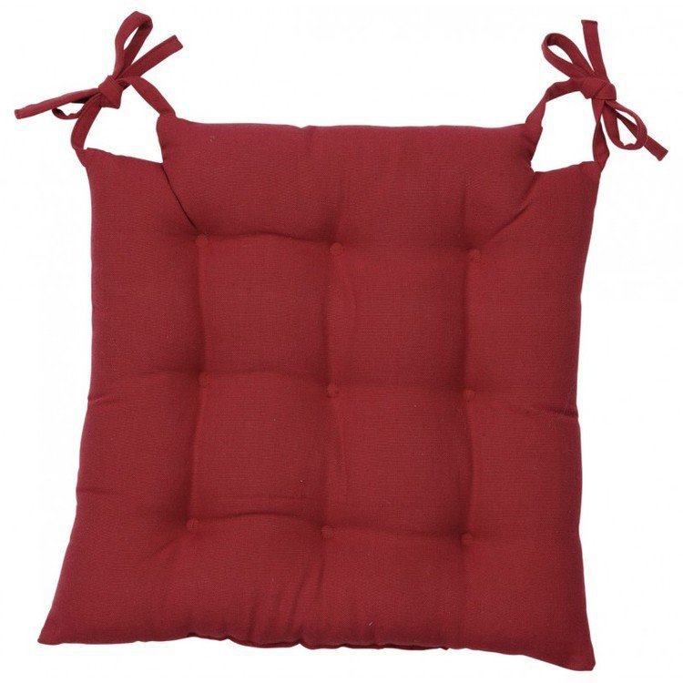 Square Plain Red Chair Pad with ties Kitchen Chair Pads