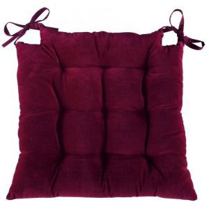 Burgundy velvet square seat pad