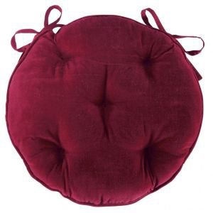 Burgundy Velvet Round Seat Pad with Ties Burgundy Velvet Round Seat Pad with Ties