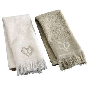 Heart Guest Towel Beige 