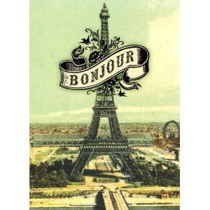 Bonjour Eiffel Tower Greeting Card