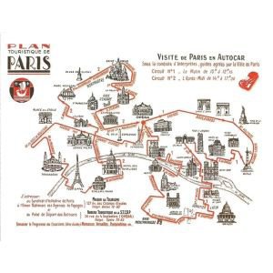 Plan Touristique De Paris Greeting Card