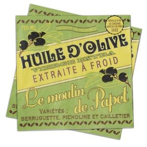 Retro Paper Serviettes - Huile D'Olive