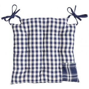 Reversible Blue and white gingham seat pad square