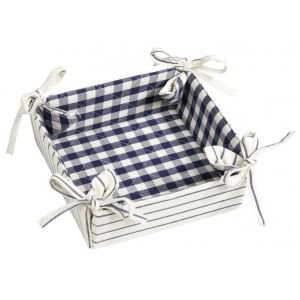 Reversible French bread basket with ties - Indigo
