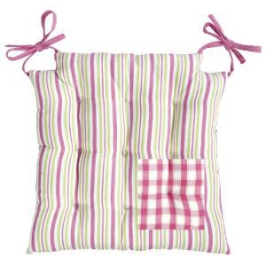 Sorbet Pink Check Chair Pad - Square