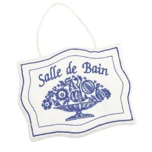 Hanging Blue and White Sign Salle de Bain