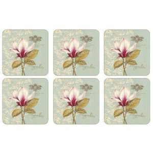Set of 6 Duck Egg Floral Coasters