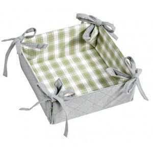 Reversible Green Check Bread Basket
