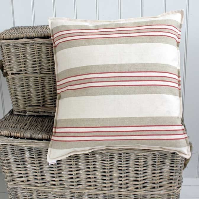 Linen Red Stripe Cushion Cushions & Curtains