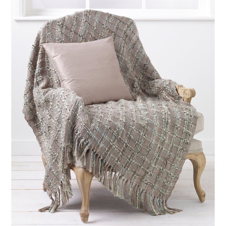Duck Egg & Taupe Kelso French Bed Throw French Bed Throws