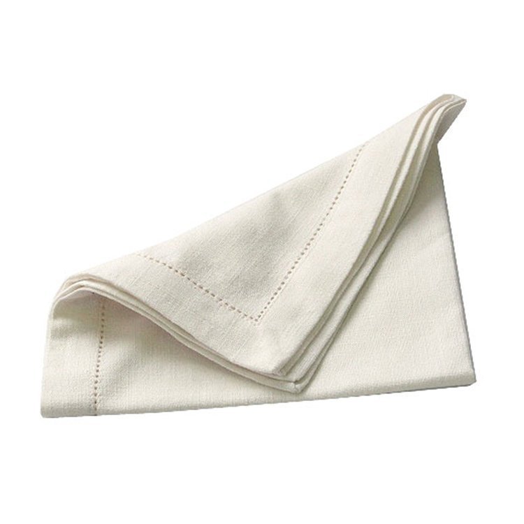 Set of 4 Hemstitch Napkins Ivory Table Napkins