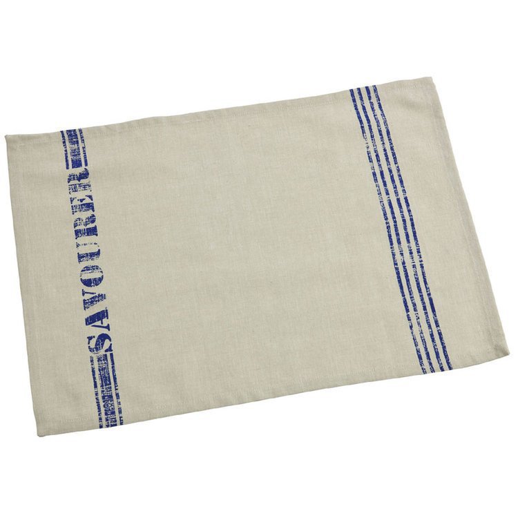 Set of 2 Beige and Blue Stripe Table Mats Traditional French Table Mats
