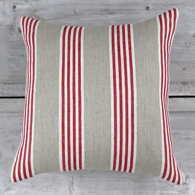 French design red and beige ticking cushion French Striped Cushions