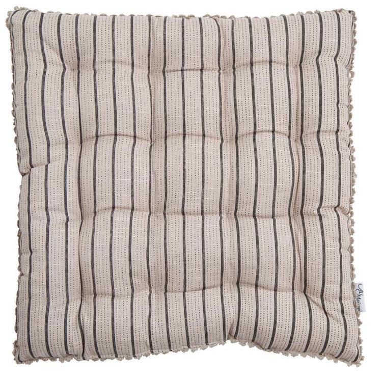 Linen Mix Seat Pad Beige Charcoal Stripe New Arrivals