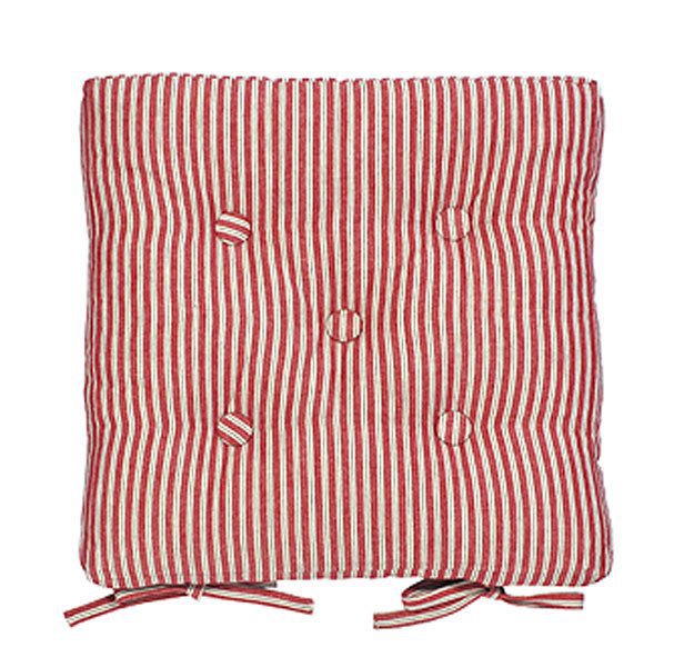 Red ticking stripe seat pad Kitchen Chair Pads