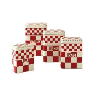Set of 4 Red Storage Tins