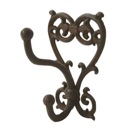 Cast Iron Heart Shaped Double Bathroom Robe Hook