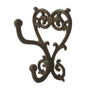 Cast Iron Heart Shaped Double Hook