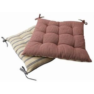 Reversible gingham square seat pad with ties - Red
