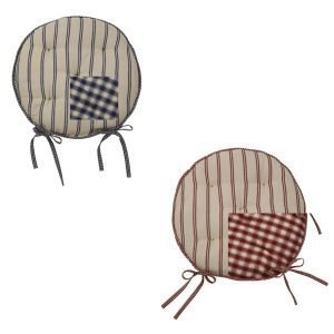 Campagne Reversible Round Seat Pad with Ties