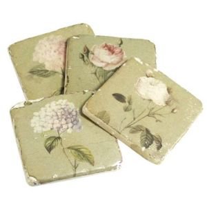 Set of 4 Tile Flower Coasters