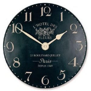 French Style Clock - Hotel de Fleurs Black 