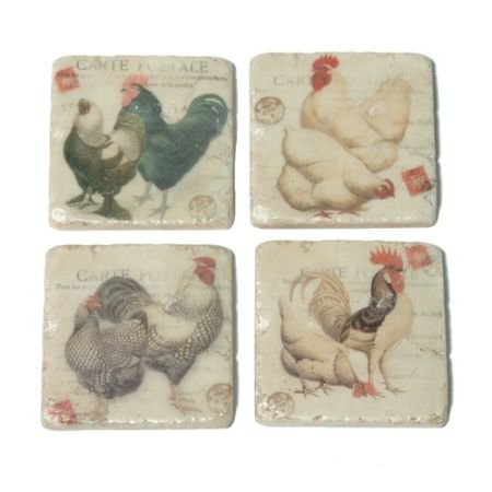 Set of 4 Cockeral Tile Coasters