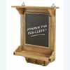 Blackboard with hooks and shelf