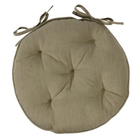 Linen colour round chair pad with ties