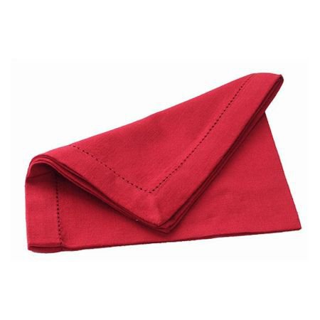 Set Of 4 Red Hemstitch Table Napkins