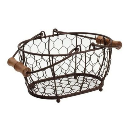 Provence Brown Oval Chicken Wire Basket - Small