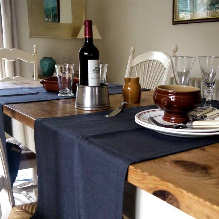 Charcoal Linen Table Runner 45 x 140cm Plain Table runners