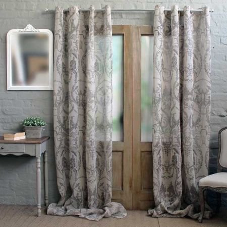 Linen Eyelet Voile Curtain - Toile de Jouy