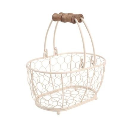 Provence cream oval chicken wire basket - small