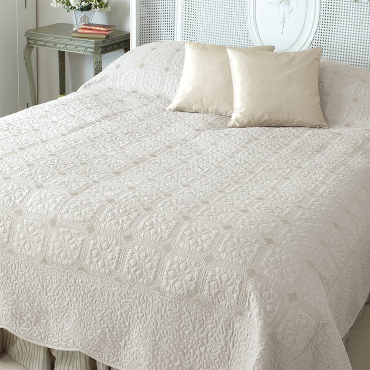 Superking Ivory Quilted Bed Cover Cream and Neutral Bed Covers