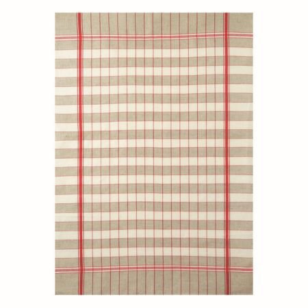 French Linen Rich Tea Towel - Red and Linen Small Check