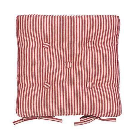 Red ticking stripe chair pad